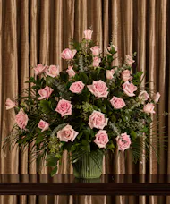 Pink Rose Tribute Mache Basket