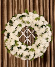 White Carnation Tribute Standing Wreath