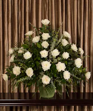 White Rose Mache Basket