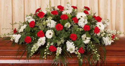 Red & White Remembrance Series Casket Spray