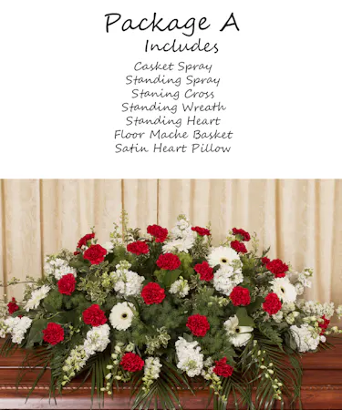 Red & White Remembrance Series Sympathy Flowers Columbus Ohio
