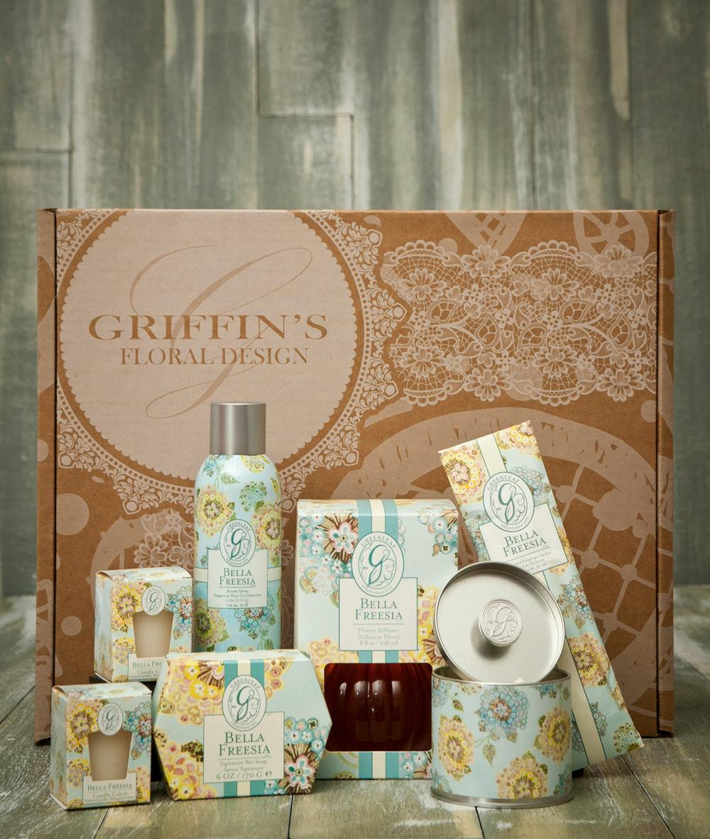Bella Freesia Aroma Gift Set Griffins Aroma & Candle Baskets Columbus Ohio