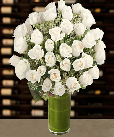 48 White Roses Arranged By Griffins Floral Design