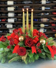 Triple Gold Candle Christmas Centerpiece