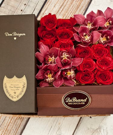 Orchids & Roses Dom Perignon Champagne Gift Box