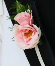 Double Pink Rose Boutonniere