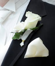 Double White Rose Boutonniere