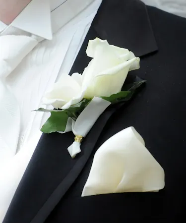 Double White Rose Boutonniere Corsages columbus ohio florists newark OH