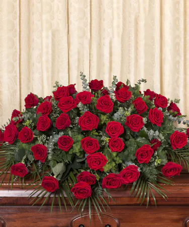 Red Rose Tribute Casket Spray Sympathy Flowers Columbus Ohio