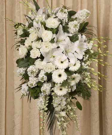White Elegance Tribute Standing Spray Sympathy Flowers Columbus Ohio