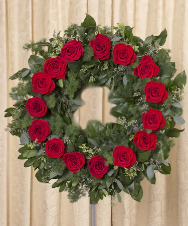 Red Rose Tribute Standing Wreath Sympathy Flowers Columbus Ohio