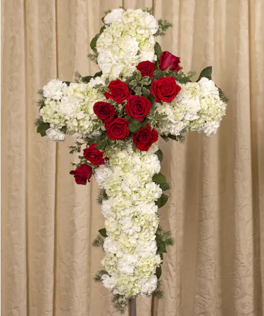 Red Rose Tribute Standing Cross Sympathy Flowers Columbus Ohio