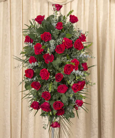 Red Rose Tribute Standing Spray  Sympathy Flowers Columbus Ohio