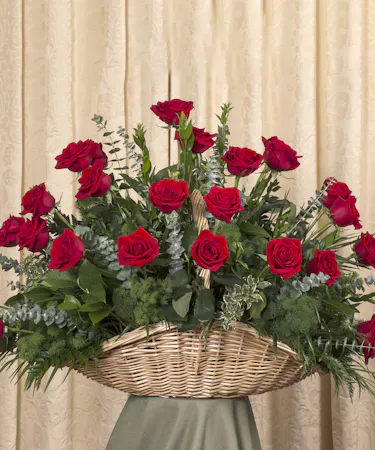 Red Rose Tribute Fireside Basket Sympathy Flowers Columbus Ohio
