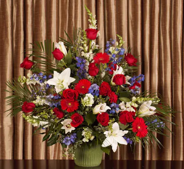 Patriotic Salute Tribute Mache Basket Sympathy Flowers Columbus Ohio