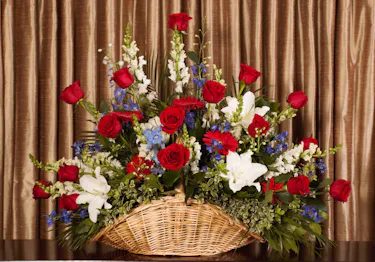 Patriotic Salute Tribute Fireside Basket Sympathy Flowers Columbus Ohio
