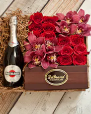 Orchids & Roses Martini Rossi Champagne Gift Box
