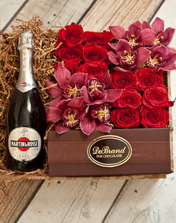 Orchids & Roses Martini Rossi Champagne Gift Box
