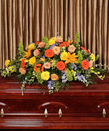 Glowing Tribute Series Casket Spray Sympathy Flowers Columbus Ohio