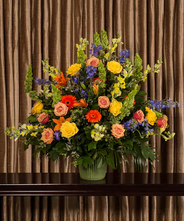 Glowing Tribute Mache Basket Sympathy Flowers Columbus Ohio