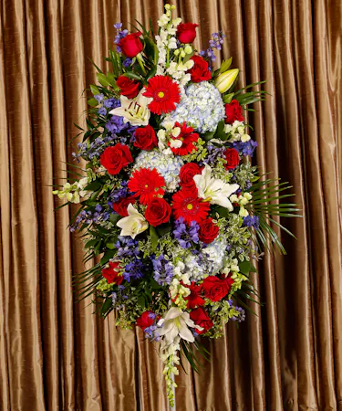 Patriotic Salute Tribute Standing Spray Sympathy Flowers Columbus Ohio