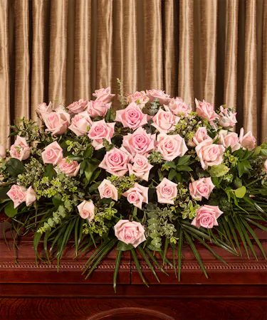 Pink Rose Tribute Casket Spray Sympathy Flowers Columbus Ohio