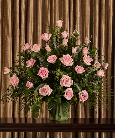 Pink Rose Mache Basket Sympathy Flowers Columbus Ohio