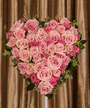 Pink Rose Tribute Standing Heart Sympathy Flowers Columbus Ohio