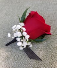 Red Rose & Babys Breath Boutonniere