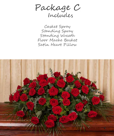 Red Rose Tribute Package C Sympathy Flowers Columbus Ohio