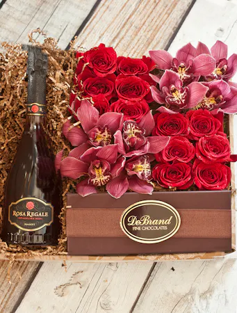 Orchids & Roses Rosa Regale Champagne Gift Box
