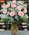 12 Pink Roses Arranged