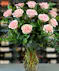 12 Pink Roses Arranged