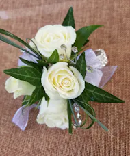 Traditional White & Iridescent Wrist Corsage