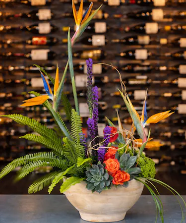 Luxury tropical Bird of Paradise floral arrangement delivered in Columbus, Ohio.