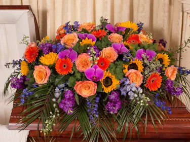 Vibrance of Life Tribute Series Casket Spray Sympathy Flowers Columbus Ohio