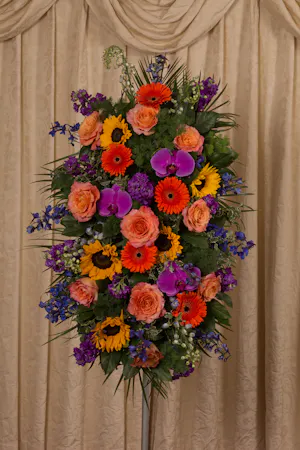 Vibrance of Life Standing Spray Sympathy Flowers Columbus Ohio