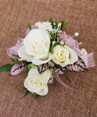 White And Soft Pink Wrist Corsage