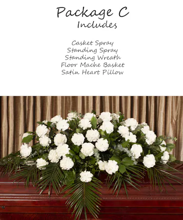 White Carnation Tribute Package C Sympathy Flowers Columbus Ohio