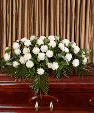 White Carnation Tribute Casket Spray