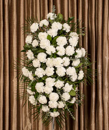 White Carnation Tribute Standing Spray Sympathy Flowers Columbus Ohio