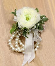 White Ranunculus Wrist Corsage