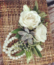 White Rose & Succulent Wrist Corsage