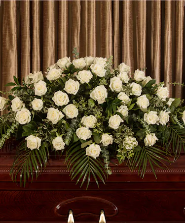 White Rose Tribute Casket Spray Sympathy Flowers Columbus Ohio