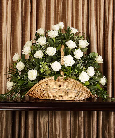 White Rose Fireside Basket Sympathy Flowers Columbus Ohio