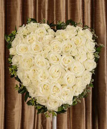 White Rose Tribute Standing Heart Sympathy Flowers Columbus Ohio