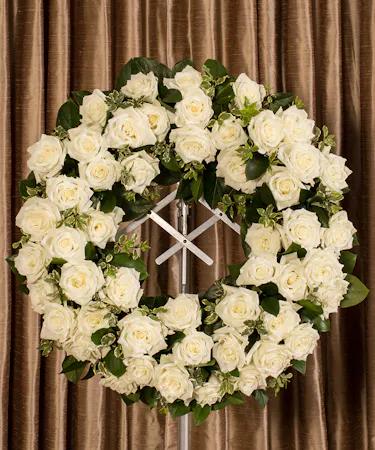 White Rose Standing Wreath Sympathy Flowers Columbus Ohio