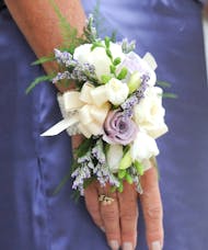 White and Lavender Rose Wrist Corsage