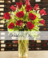Valentines Bakers Dozen Red Roses