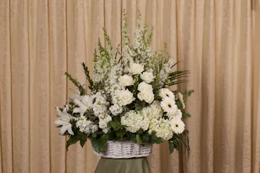 White Elegance Tribute Fireside Basket Sympathy Flowers Columbus Ohio